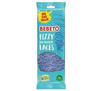 Bebeto Fizzy Blue Raspberry Laces 12 Count | Vegan & Halal Certified | Fizzy Candy Laces | Bulk Sweet Treats
