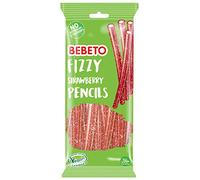 Bebeto Fizzy Strawberry Pencils, Fizzy Chewy Fruity Gummy Pencil Sweets, Single Pack, 160g