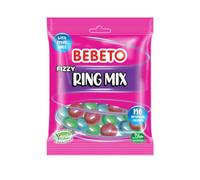 Bebeto Pre Pack Ring Mix 10 x 150g | £1 PMP Bags | Fizzy Strawberry, Apple & Raspberry Flavoured Ring Sweets | Vegan & Halal Certified