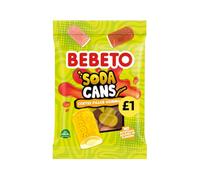 Bebeto Pre-Pack Soda Cans | Case of 10 x 130g Bags | Liquid-Filled Gummy Sweets | Halal Certified