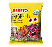 Bebeto Sour Rainbow Spaghetti (70g), Vegan + Halal Certified Sweets, Pack of 1