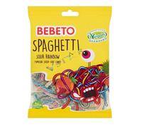 Bebeto Spaghetti Sour Soft Candy Apple, Colla, Strawberry, Rainbow & Blue Raspberry Real Fruit Juic Delicious Vegan Sweets 70g (15, Rainbow Soft Candy)