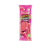 Bebeto Strawberry Wacky Stick Pencils (180g), Real Fruit Juice + No Artificial Colours + Halal Certified Sweets, Pack of 12, 2.16 kg
