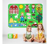 BEBEVOGUE Fuzzy Felt Story Flannel Board with Farm and Zoo Animal Sets for Toddlers and Preschool Kids, Storyboard Play Mat Wall Activity Toy for Ages 1-5, Indoor Sensory Montessori Birthday Gift