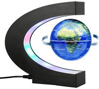 BEBEVOGUE Magnetic Levitation Floating Globe with LED Light Anti Gravity Levitating World Map Office Home Bedroom Desk Gadget Decor Unique Birthday Gift for Men Kids HUsband Boss (Sliver) (BLUE)