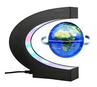 BEBEVOGUE Magnetic Levitation Floating Globe with LED Light Anti Gravity Levitating World Map Office Home Bedroom Desk Gadget Decor Unique Birthday Gift for Men Kids HUsband Boss (Sliver) (BLUE)