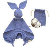 BEBICCO - Baby comforter 30 x 30 cm in cotton muslin - baby swaddle - soft towel - security blanket (azure blue)