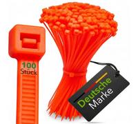 BeBo Cable Ties Neon Orange 4.8 x 360 mm I Pack of 100 I Weatherproof & Stable for Indoor and Outdoor Use I Visible Cable Organisation for Events, Clubs & Stages