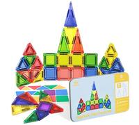 BEBOAN Mini Travel Magnetic Tiles 30PCS Magnatile for Kids Ages 3-8, Toddler Airplane Travel Toys Magnetic Blocks Set with Storage Iron Box, Portable Building Set Birthday Gift for Boy Girl