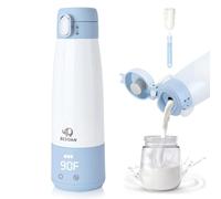 BEBOAN Portable Milk Bottle Warmer for Travel On The Go, 5-Temp Settings with Child Lock 12oz Large Capacity 55W Fast Charging/Heating Breast Milk/Formula Water Warmer