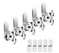 BEBOBLY 5/8 Inch Thumb Operated Offset Cam Lock, 5Pcs Keyless Compartment for RV, Cabinet Mailbox Drawer Latch, 100% Metal Replacement Cylinder for Storage Door, Camper, Vehicles
