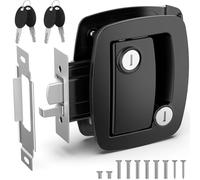BEBOBLY RV Door Lock Replacement, Upgraded Lighter RV Door Latch with Paddle Deadbolt & 4 Keys, 100% Metal Camper Door Locks, Aluminum Alloy RV Entry Door Lock for Travel Trailers Cargo Hauler, Black