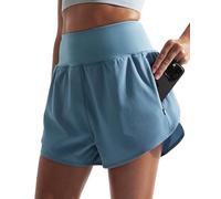 BebreezChic Women Running Shorts Tennis Gym Yoga Shorts with Pockets 2 in 1 Sommer High Waist Sports Shorts