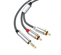 BEBSR 2m RCA to 3.5mm Cable, Stereo Phono to Aux Audio Lead, Gold-Plated Red & White RCA to 3.5mm Mini Jack for Hi-Fi, Speakers, TV & Car