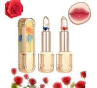 Bebuyby Flower Color Changing Lipstick,Rouvenor Long-lasting Moisturizing Flower Jelly Color-Changing Lipstick,Clear Magic Color Jelly Lipstick (01Blue Enchantress+02Rose Tears, 1)