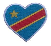 BeBuz All Countries Embroidered Heart Flag Patches - Iron-On/Sew-On National Emblem Appliqué - Fabric Repair Tactical Military Badges for Jacket, Hat, Backpack, DIY Craft (Democratic Republic)