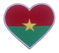 BeBuz All Countries Embroidered Heart Flag Patches - Iron-On/Sew-On National Emblem Appliqué - Fabric Repair Tactical Military Badges for Jacket, Hat, Backpack, DIY Craft (Burkina Faso)