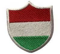 BeBuz All Countries Embroidered Shield Flag Patches - Iron-On or Sew-On National Emblem Badges - Tactical Military Country Patch for Jacket, Backpack, Hat and DIY Craft (Hungary)