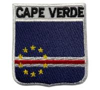 BeBuz All Countries Embroidered Shield Flag with Name Patches - Iron-On or Sew-On National Emblem Badges - Military Country Patch for Jacket, Hat and DIY Craft (Cape Verde)