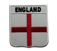 BeBuz All Countries Embroidered Shield Flag with Name Patches - Iron-On or Sew-On National Emblem Badges - Military Country Patch for Jacket, Hat and DIY Craft (England)