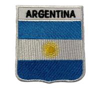 BeBuz All Countries Embroidered Shield Flag with Name Patches - Iron-On or Sew-On National Emblem Badges - Military Country Patch for Jacket, Hat and DIY Craft (Argentina)