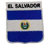 BeBuz All Countries Embroidered Shield Flag with Name Patches - Iron-On or Sew-On National Emblem Badges - Military Country Patch for Jacket, Hat and DIY Craft (El Salvador)