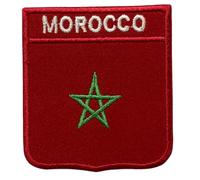 BeBuz All Countries Embroidered Shield Flag with Name Patches - Iron-On or Sew-On National Emblem Badges - Military Country Patch for Jacket, Hat and DIY Craft (Morocco)