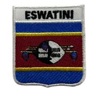 BeBuz All Countries Embroidered Shield Flag with Name Patches - Iron-On or Sew-On National Emblem Badges - Military Country Patch for Jacket, Hat and DIY Craft (Eswatini)