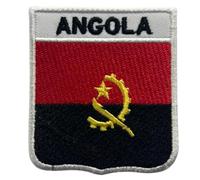 BeBuz All Countries Embroidered Shield Flag with Name Patches - Iron-On or Sew-On National Emblem Badges - Military Country Patch for Jacket, Hat and DIY Craft (Angola)