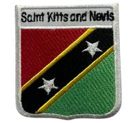 BeBuz All Countries Embroidered Shield Flag with Name Patches - Iron-On or Sew-On National Emblem Badges - Military Country Patch for Jacket, Hat and DIY Craft (Saint Kitts and Nevis)