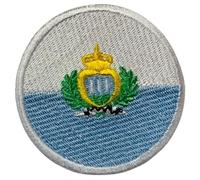 BeBuz All Countries Flag Patch, Round/Circular 6 cm, Embroidered Iron-On Sew-On Badge, Fabric, Military Tactical Emblem for Jackets, Backpacks, Hats, Clothing (San Marino)