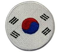 BeBuz All Countries Flag Patch, Round/Circular 6 cm, Embroidered Iron-On Sew-On Badge, Fabric, Military Tactical Emblem for Jackets, Backpacks, Hats, Clothing (South Korea)