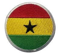 BeBuz All Countries Flag Patch, Round/Circular 6 cm, Embroidered Iron-On Sew-On Badge, Fabric, Military Tactical Emblem for Jackets, Backpacks, Hats, Clothing (Ghana)