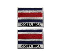 BeBuz All Countries Flag Patch with Name Set of 2 - 7cm x 5cm Embroidered Iron On and Sew On Applique Badge for Jackets, Hats, Backpacks and Uniforms (Costa Rica)
