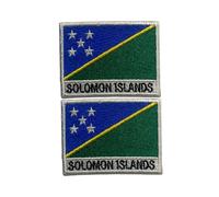 BeBuz All Countries Flag Patch with Name Set of 2 - 7cm x 5cm Embroidered Iron On and Sew On Applique Badge for Jackets, Hats, Backpacks and Uniforms (Solomon Islands)