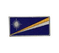 BeBuz All Country Flag Patches (3 × 2 cm), Embroidered Iron-On/Sew On National Flags, Badge Traveler Gift Patch for Jacket, Backpack, Hat DIY Craft (Marshall Islands)