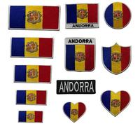 BeBuz Andorra Flag Embroidered Patches, Iron-On/Sew-On Applique, Shield, Round, Heart and Rectangle Flag Badges for Jackets, Bags, Uniforms, Various Sizes (Flag 11cm x 18cm)