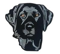 BeBuz Animals Embroidered Patches - Iron On/Sew On Badges for Jackets, Backpacks, Jeans, Bags, Hats, Vests and DIY Clothing. (Black Labrador Dog)