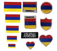 BeBuz Armenia Flag Embroidered Patches, Iron-On/Sew-On Applique, Shield, Round, Heart and Rectangle Flag Badges for Jackets, Bags, Uniforms, Various Sizes (Flag 3cm x 2cm)