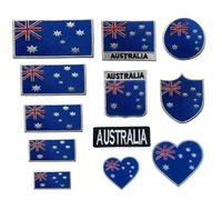 BeBuz Australia Flag Embroidered Patches, Iron-On/Sew-On Applique, Shield, Round, Heart and Rectangle Flag Badges for Jackets, Bags, Uniforms, Various Sizes (Flag 11cm x 18cm)