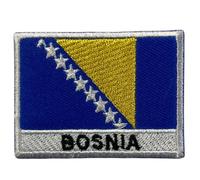 Bebuz Bosnia Flag with Name Patch Embroidered Iron On Sew On Patch Applique Fabric Repair Patches Tactical Military Patches - Emblem