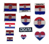 BeBuz Croatia Flag Embroidered Patches, Iron-On/Sew-On Applique, Shield, Round, Heart and Rectangle Flag Badges for Jackets, Bags, Uniforms, Various Sizes (Heart Flag Small)
