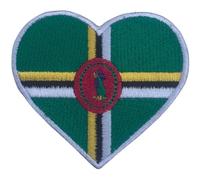 Bebuz Dominica Embroidered Heart Flag Iron On Sew On National Emblem Patch Applique Fabric Repair Tactical Military Patches