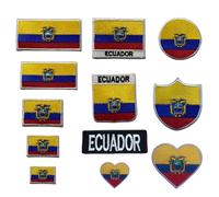 BeBuz Ecuador Flag Embroidered Patches, Iron-On/Sew-On Applique, Shield, Round, Heart and Rectangle Flag Badges for Jackets, Bags, Uniforms, Various Sizes (Round Flag)