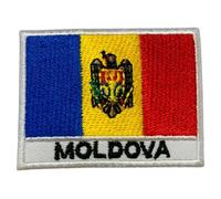 BeBuz Flag with Name Patch - Embroidered Iron On or Sew On Patch for Jackets, Hats, Backpacks and Uniforms - Tactical Military Emblem Applique for Clothing and Gear (Moldova)