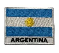 BeBuz Flag with Name Patch - Embroidered Iron On or Sew On Patch for Jackets, Hats, Backpacks and Uniforms - Tactical Military Emblem Applique for Clothing and Gear (Argentina)