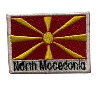 BeBuz Flag with Name Patch - Embroidered Iron On or Sew On Patch for Jackets, Hats, Backpacks and Uniforms - Tactical Military Emblem Applique for Clothing and Gear (North Macedonia)