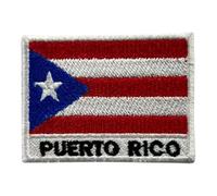 BeBuz Flag with Name Patch - Embroidered Iron On or Sew On Patch for Jackets, Hats, Backpacks and Uniforms - Tactical Military Emblem Applique for Clothing and Gear (Puerto Rico)