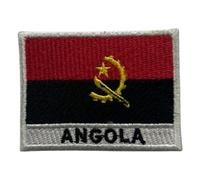 BeBuz Flag with Name Patch - Embroidered Iron On or Sew On Patch for Jackets, Hats, Backpacks and Uniforms - Tactical Military Emblem Applique for Clothing and Gear (Angola)