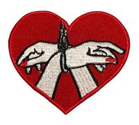 BeBuz Heart Embroidered Patches - Different Shapes Hearts Iron On/Sew On Patches for Jackets, Jeans, Backpacks, Bags, Hats, Vests and DIY Clothing. (Hand Cuff Heart)